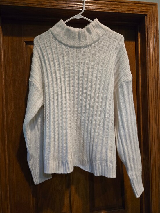 Time and Tru Sweaters - Time and Tru Cream Ribbed Cowl Neck Sweater